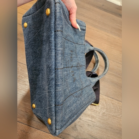 PRADA Blue Denim Mini Canapa Tote Bag + Strap - Picture 10 of 16